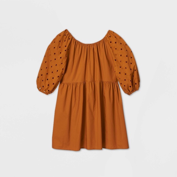 A New Day Rust Babydoll Dress w/ Elbow Sleeves - Picture 2 of 2